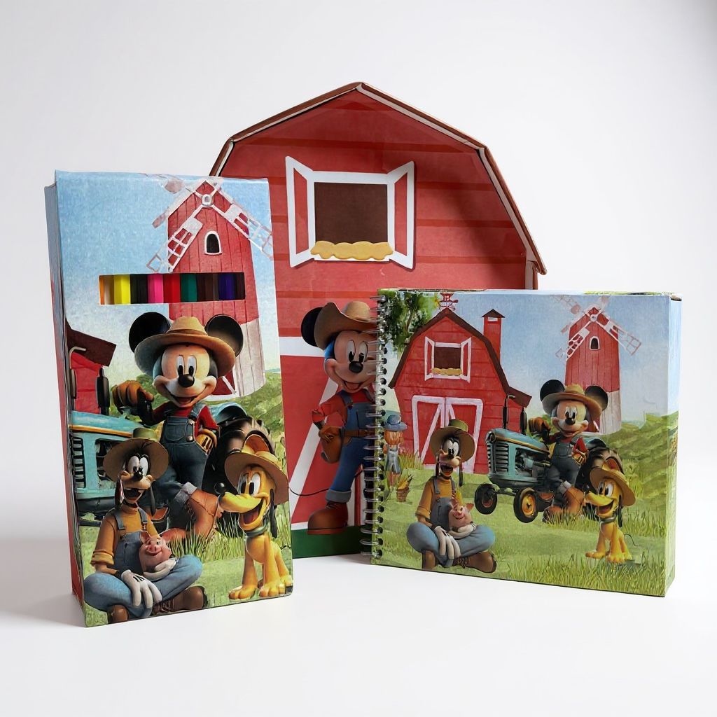 Celeiro Personalizado + caderno e lápis de cor