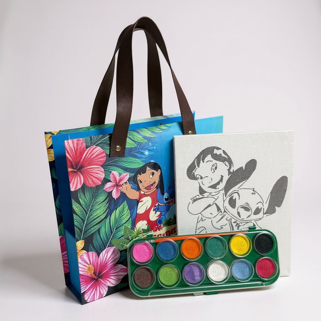 Caixa Sacola com Tela e Aquarela